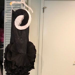 Black and white evening gown